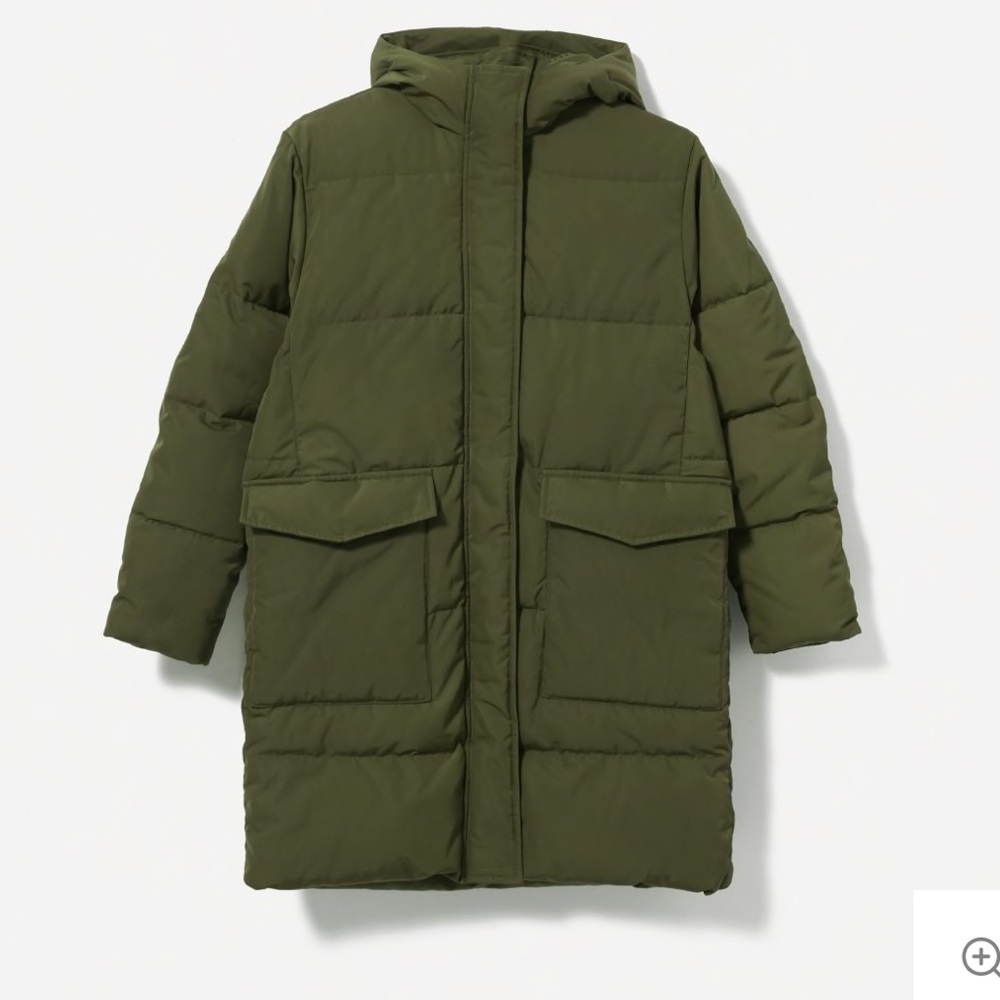 Everlane army green puffer jacket